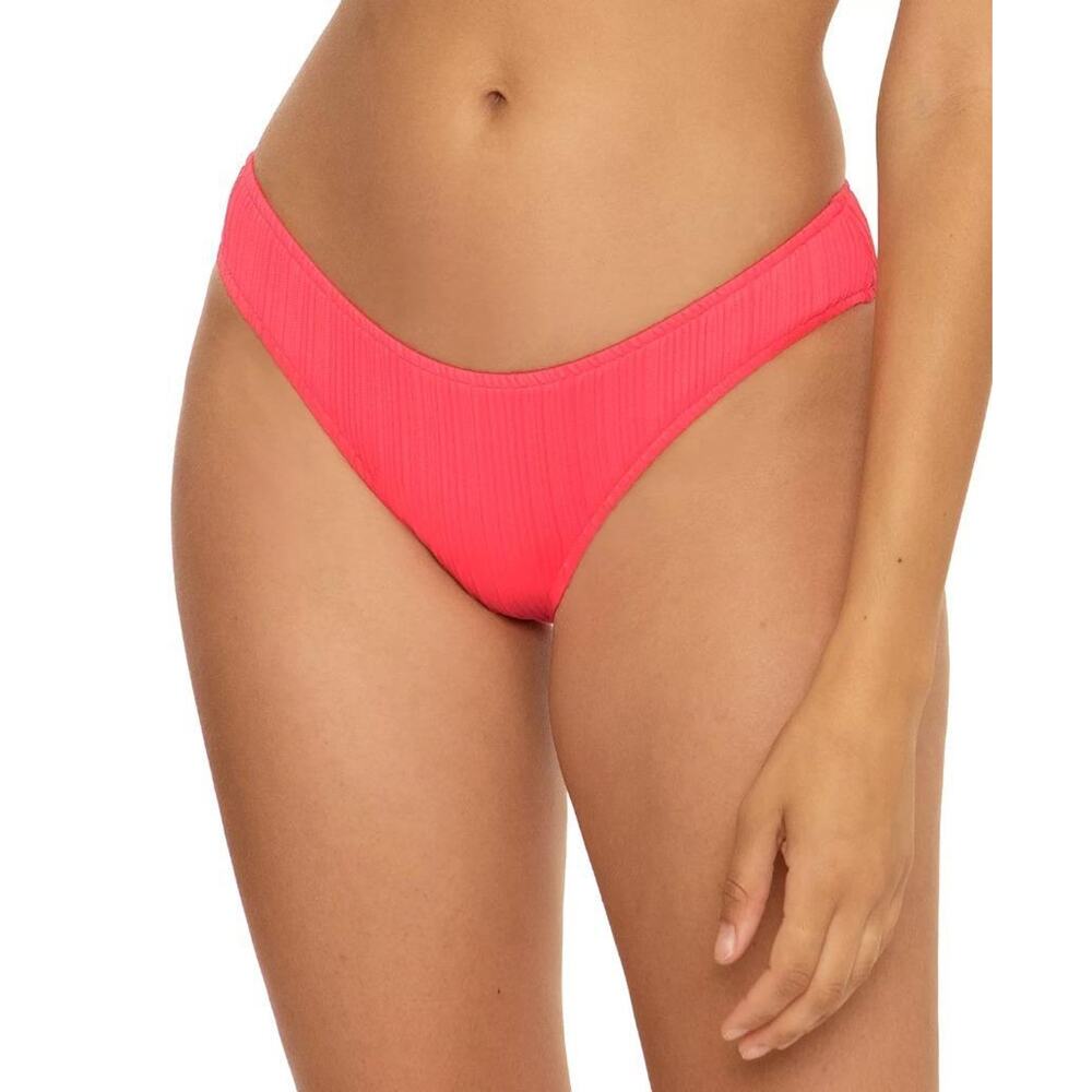 Becca Women's Grapefruit Moon Ridge Ribbed Hipster Bikini Bottoms Size L